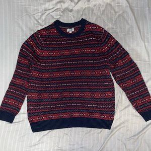 Red and Blue Knit Patterned Sweater - Croft & Barrow (XL)